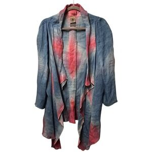 Cheraszko Boutique Linen Tie Dye Draped Open Front Cardigan Jacket Canada Made-M